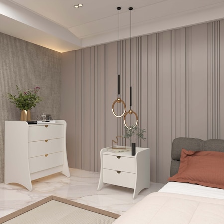 Manhattan Comfort Coney 2-Piece Dresser and Nightstand in White 185GMC1